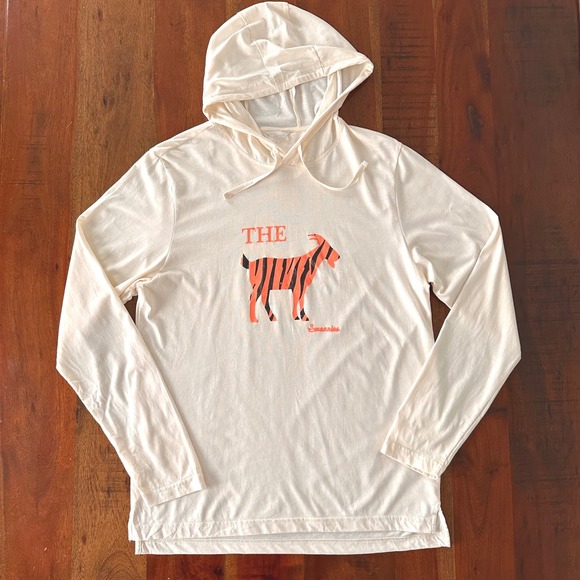 Swannies Sweatshirt Mens M The Goat Tiger Golf Cream Graphic Lightweight Hoodie - Picture 4 of 11